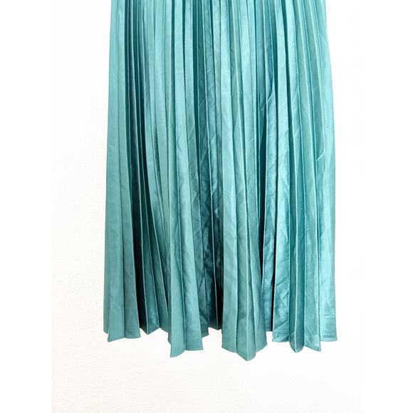 Zara Emerald Green Pleated Midi Skirt Size XS High Rise Chic Preppy Minimalist - Picture 10 of 13